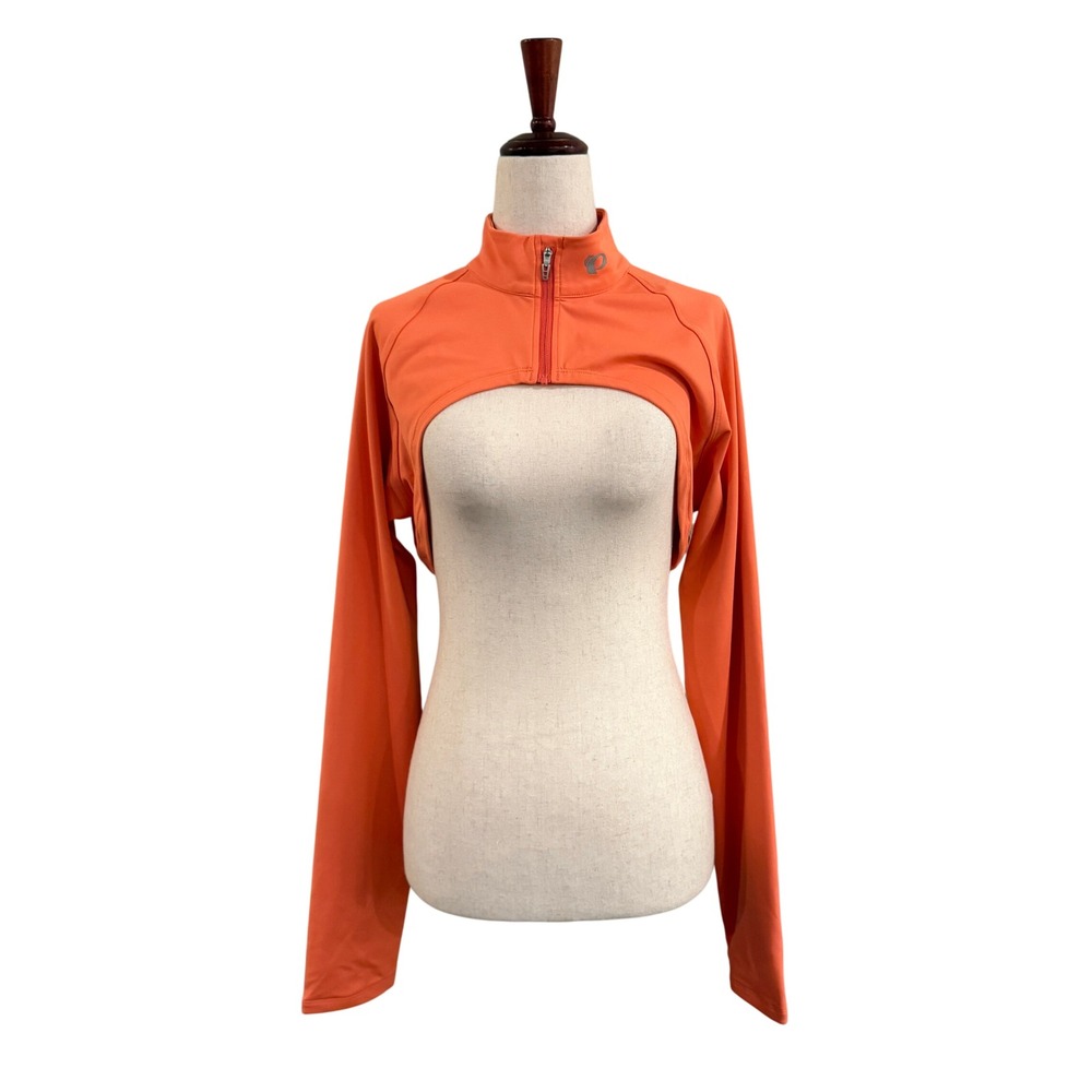 Pearl Izumi Shrug Bolero Jacket Womens Medium Orange Mock Neck Zip Cycling